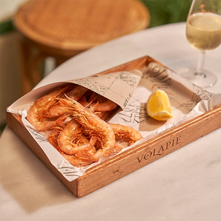 Gamba blanca frita con pimentón